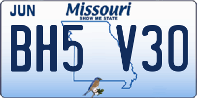 MO license plate BH5V3O