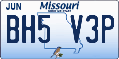 MO license plate BH5V3P