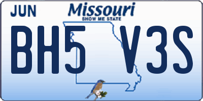 MO license plate BH5V3S