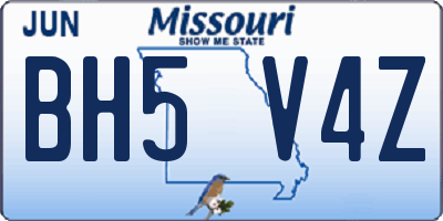 MO license plate BH5V4Z