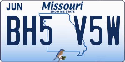 MO license plate BH5V5W
