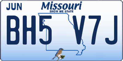 MO license plate BH5V7J