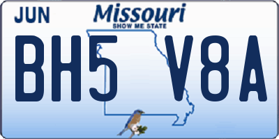 MO license plate BH5V8A