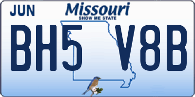 MO license plate BH5V8B