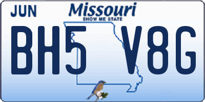 MO license plate BH5V8G