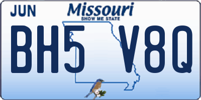 MO license plate BH5V8Q