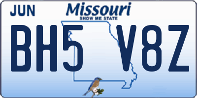 MO license plate BH5V8Z