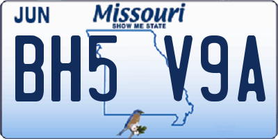 MO license plate BH5V9A