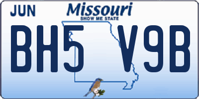 MO license plate BH5V9B