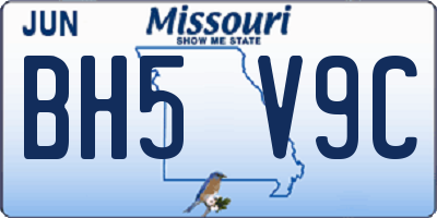 MO license plate BH5V9C