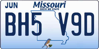MO license plate BH5V9D