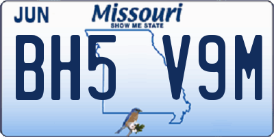MO license plate BH5V9M