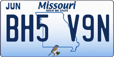 MO license plate BH5V9N