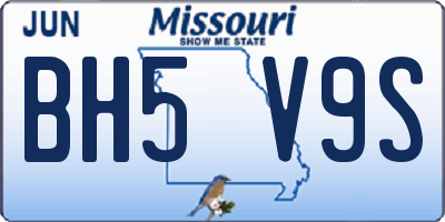 MO license plate BH5V9S
