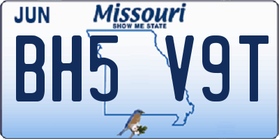 MO license plate BH5V9T