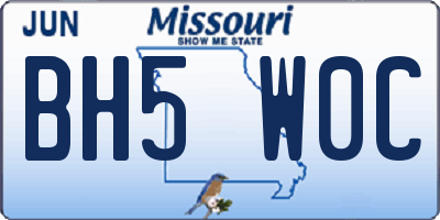 MO license plate BH5W0C