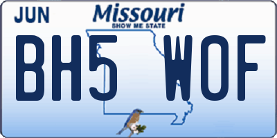 MO license plate BH5W0F