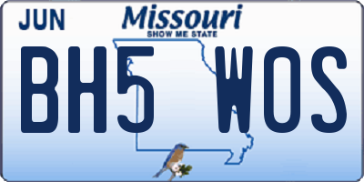 MO license plate BH5W0S