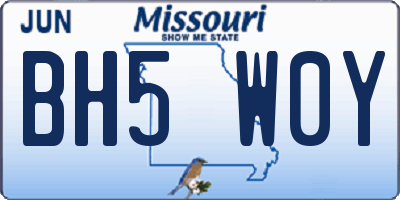 MO license plate BH5W0Y