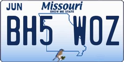 MO license plate BH5W0Z