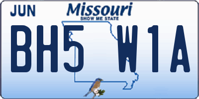 MO license plate BH5W1A