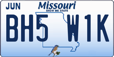 MO license plate BH5W1K