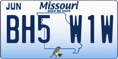 MO license plate BH5W1W