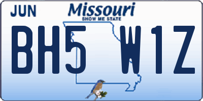 MO license plate BH5W1Z