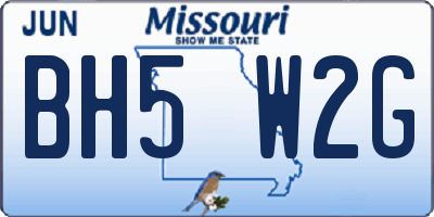 MO license plate BH5W2G