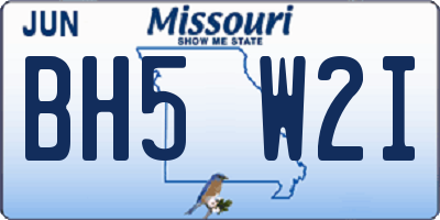 MO license plate BH5W2I