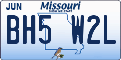 MO license plate BH5W2L
