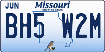 MO license plate BH5W2M