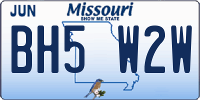 MO license plate BH5W2W