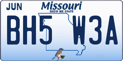 MO license plate BH5W3A