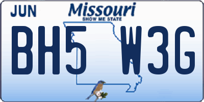 MO license plate BH5W3G