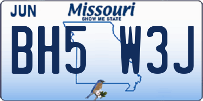 MO license plate BH5W3J