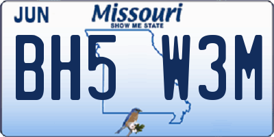 MO license plate BH5W3M