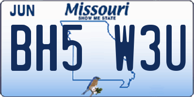 MO license plate BH5W3U