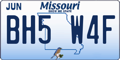 MO license plate BH5W4F