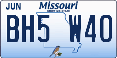 MO license plate BH5W4O