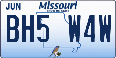 MO license plate BH5W4W