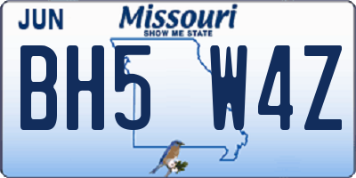 MO license plate BH5W4Z