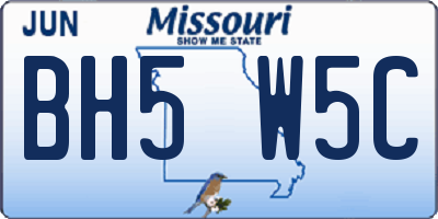 MO license plate BH5W5C