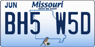 MO license plate BH5W5D