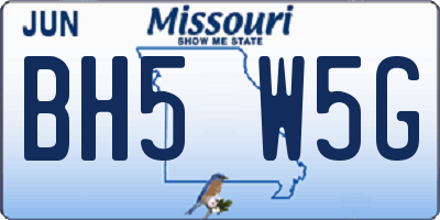 MO license plate BH5W5G