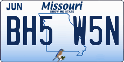 MO license plate BH5W5N