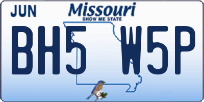 MO license plate BH5W5P