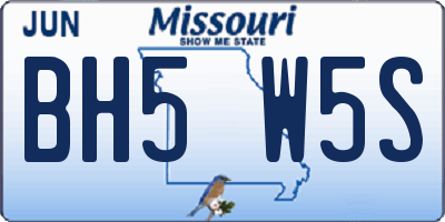 MO license plate BH5W5S
