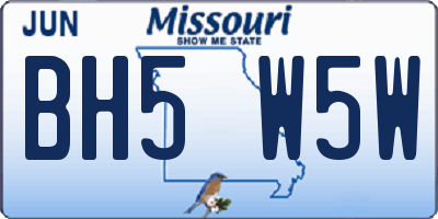MO license plate BH5W5W