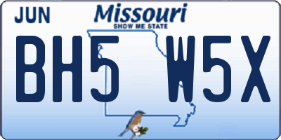 MO license plate BH5W5X